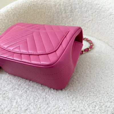 Chanel Classic Square Mini Flap in Chevron 19C Pink Lambskin LGHW