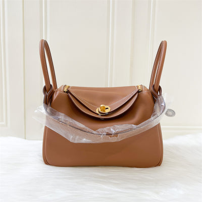 Hermes Lindy 26 in Gold Evercolor Leather and GHW