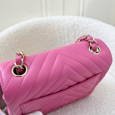 Chanel Classic Square Mini Flap in Chevron 19C Pink Lambskin LGHW