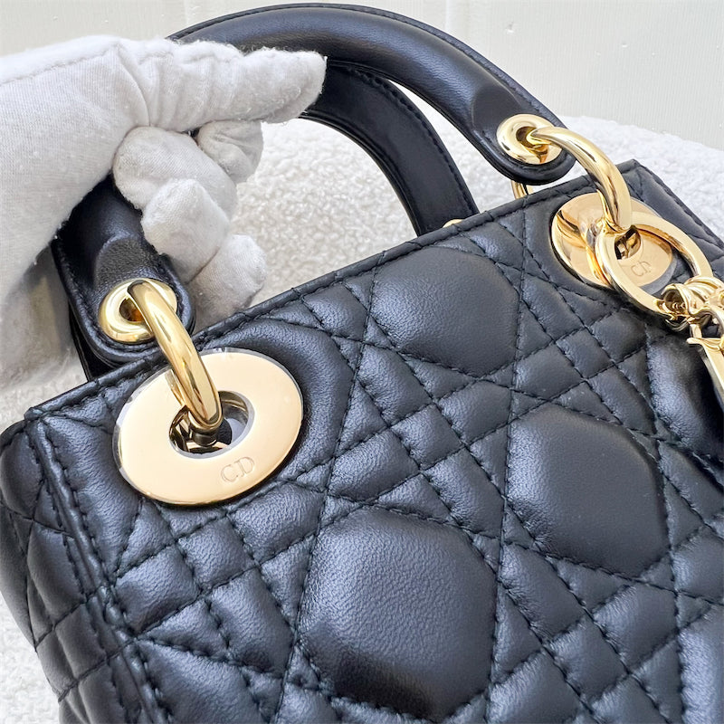 Dior Mini Lady Dior in Black Lambskin and GHW