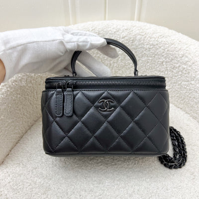 Chanel Top Handle So Black Small Vanity in Black Lambskin and Black HW