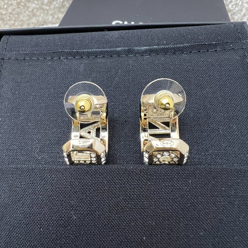 Chanel 24C CHANEL Hoop Earrings with Diamantes and LGHW (Model: ABB710)