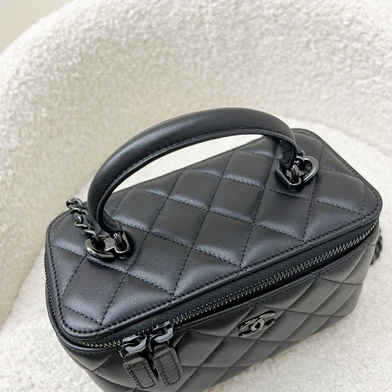 Chanel Top Handle So Black Small Vanity in Black Lambskin and Black HW