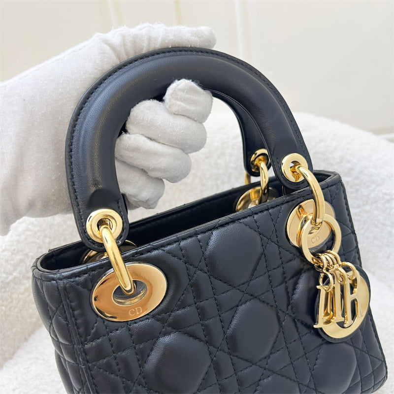 Dior Mini Lady Dior in Black Lambskin and GHW