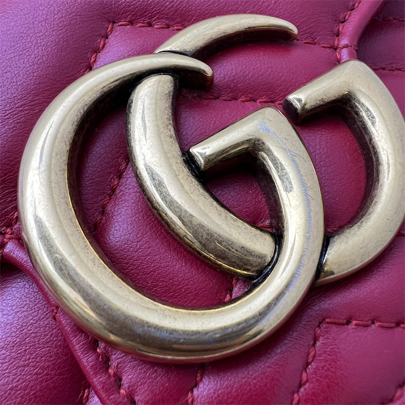 Gucci Marmont Wallet on Chain WOC in Red Calfskin AGHW