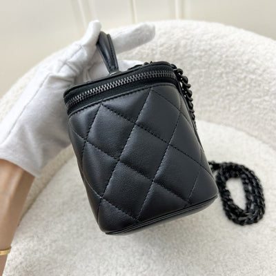 Chanel Top Handle So Black Small Vanity in Black Lambskin and Black HW