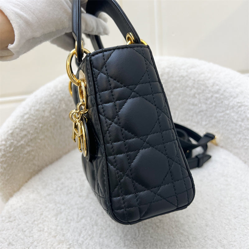 Dior Mini Lady Dior in Black Lambskin and GHW