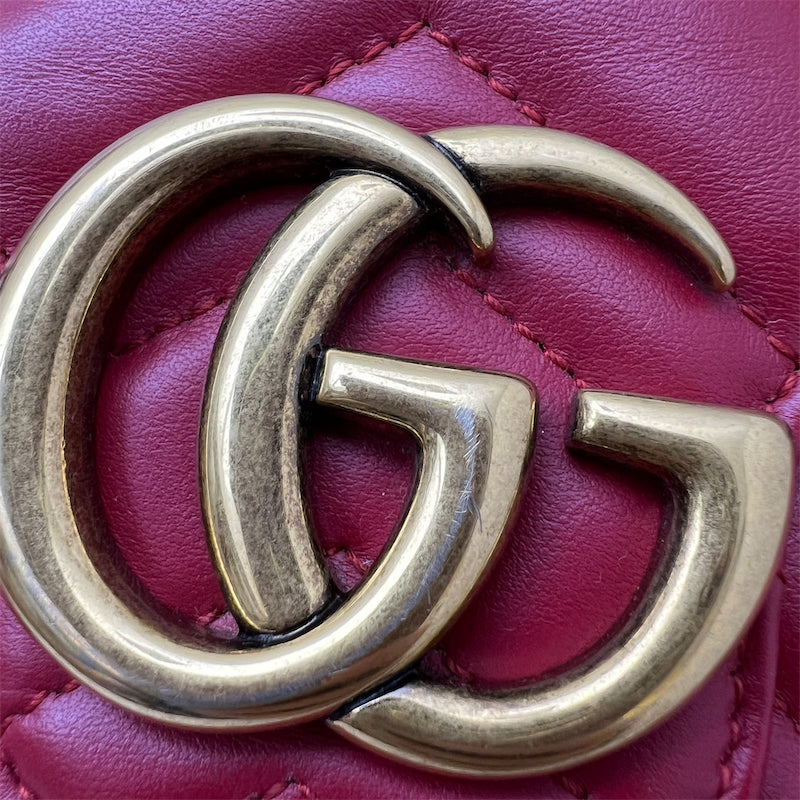 Gucci Marmont Wallet on Chain WOC in Red Calfskin AGHW