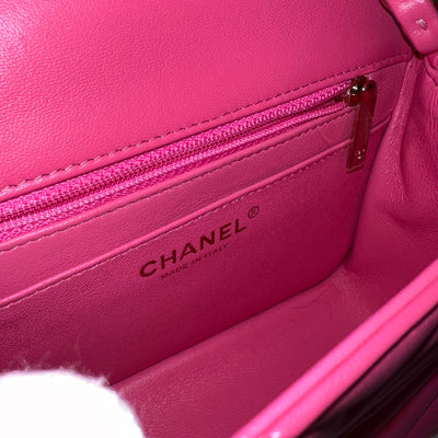 Chanel Classic Square Mini Flap in Chevron 19C Pink Lambskin LGHW