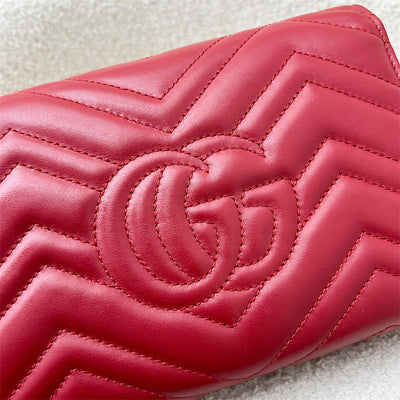 Gucci Marmont Wallet on Chain WOC in Red Calfskin AGHW