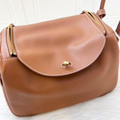 Hermes Lindy 26 in Gold Evercolor Leather and GHW