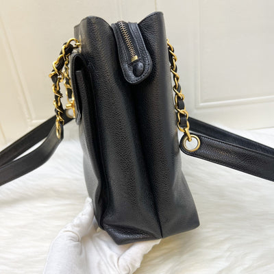 Chanel Vintage Shoulder Bag in Black Caviar and 24K Gold Plated HW