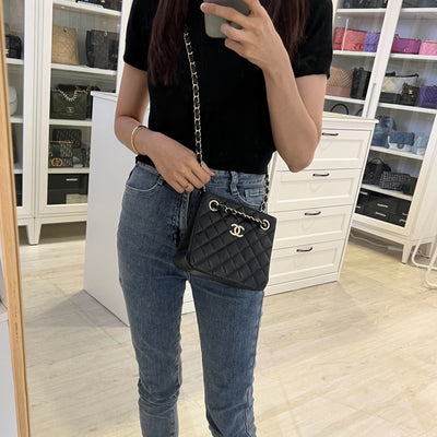 Chanel 24P Bucket Bag in Black Caviar and LGHW