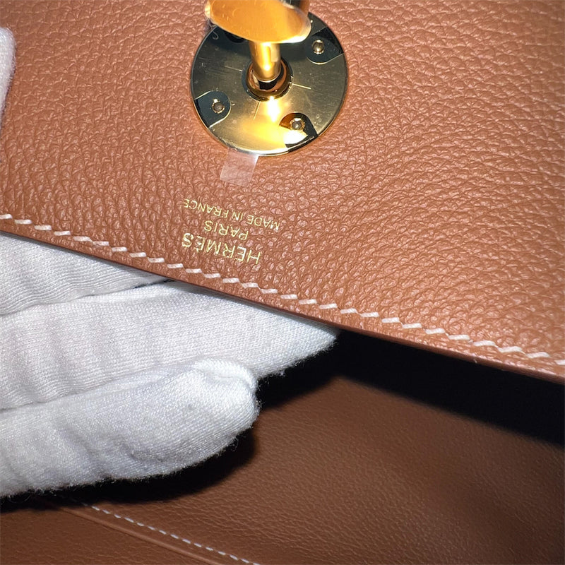Hermes LINDY 26 Brique Evercolor leather + GOLD hardware AND special  edition GriGri Rodeo Charm PM 