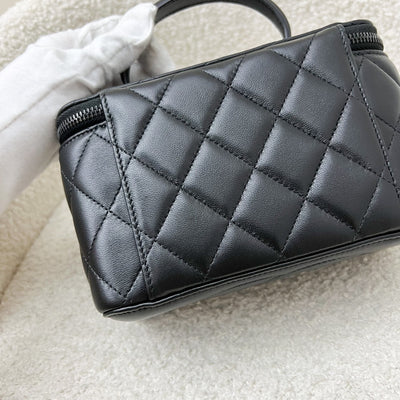 Chanel Top Handle So Black Small Vanity in Black Lambskin and Black HW