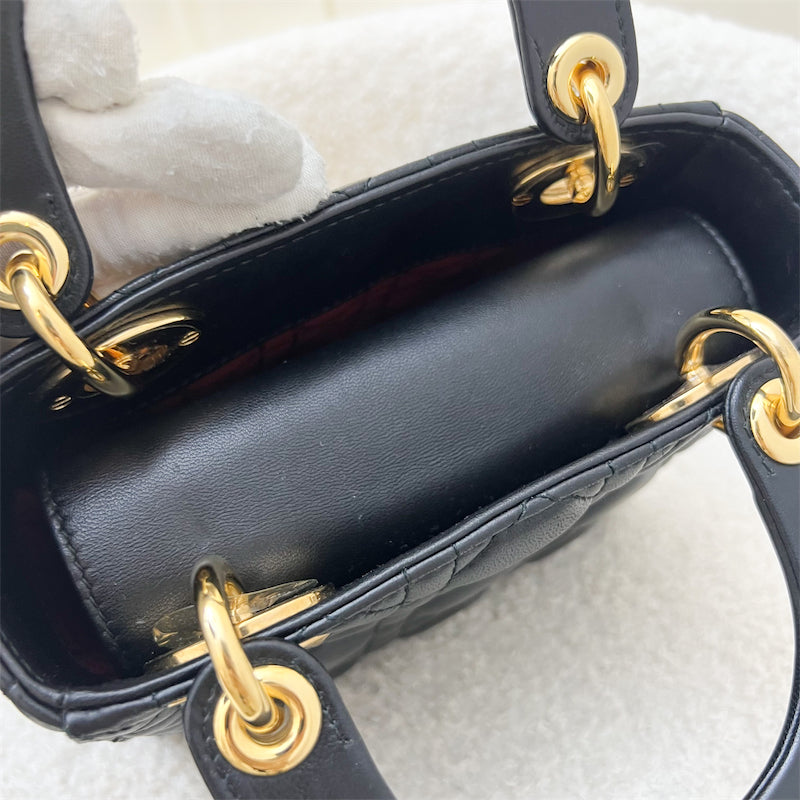 Dior Mini Lady Dior in Black Lambskin and GHW