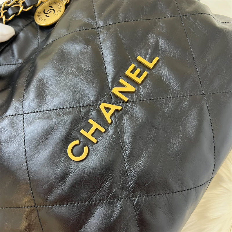 Chanel 22 Small Hobo Bag in Black Calfskin and AGHW