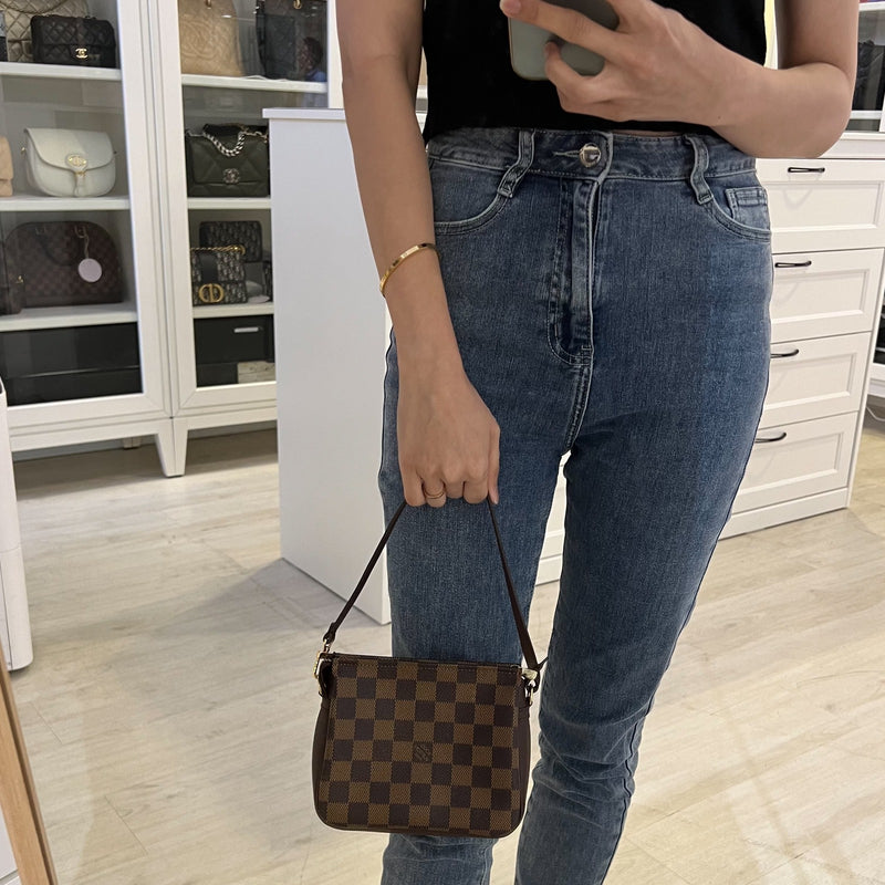 LV Mini Bag / Pochette in Damier Ebene Canvas and GHW