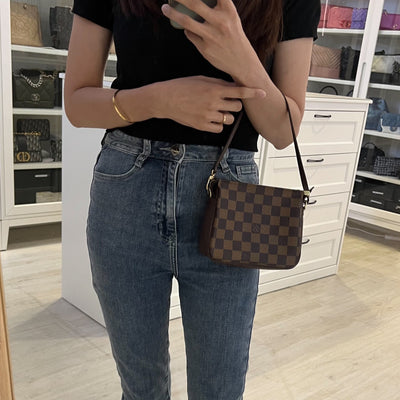 LV Mini Bag / Pochette in Damier Ebene Canvas and GHW