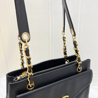Chanel Vintage Shoulder Bag in Black Caviar and 24K Gold Plated HW