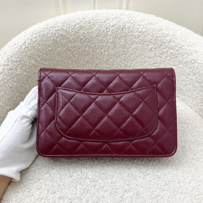 Chanel Classic Wallet on Chain WOC in 22K Burgundy Red Caviar and GHW