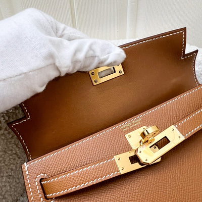 Hermes Mini Kelly Sellier 20 in Gold Epsom Leather and GHW