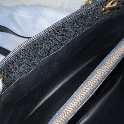Chanel Vintage Shoulder Bag in Black Caviar and 24K Gold Plated HW