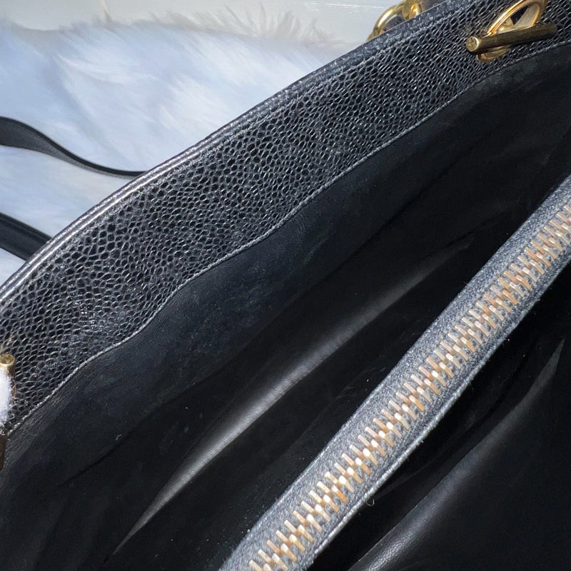 Chanel Vintage Shoulder Bag in Black Caviar and 24K Gold Plated HW