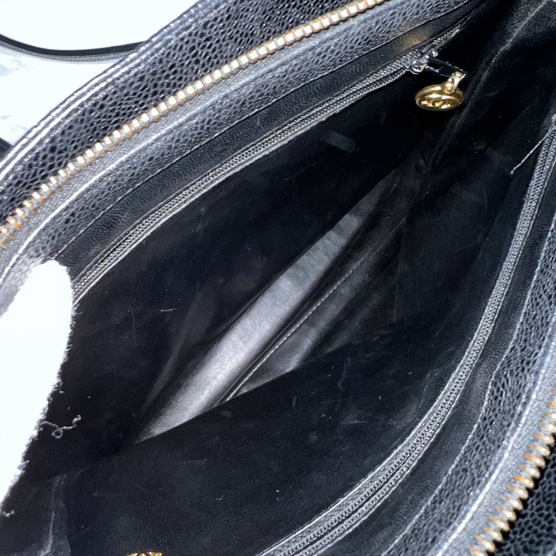 Chanel Vintage Shoulder Bag in Black Caviar and 24K Gold Plated HW