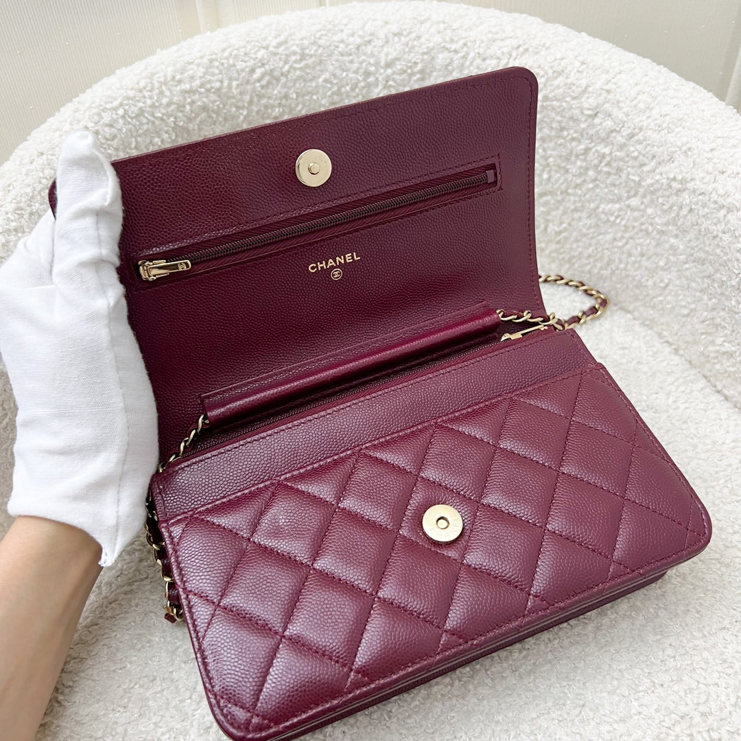 Chanel wallet on chain burgundy sale