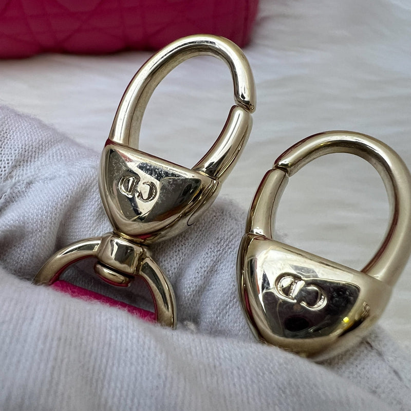 Dior Medium Lady Dior in Fuchsia Pink Lambskin and LGHW