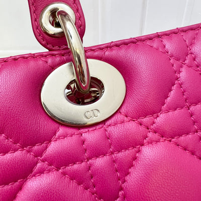 Dior Medium Lady Dior in Fuchsia Pink Lambskin and LGHW