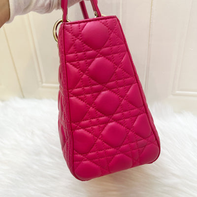 Dior Medium Lady Dior in Fuchsia Pink Lambskin and LGHW