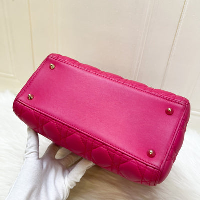 Dior Medium Lady Dior in Fuchsia Pink Lambskin and LGHW