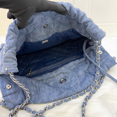 Chanel 22 Small Hobo Bag in 24S Studded Washed Denim and SHW (Model: AS3260)