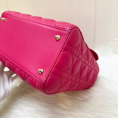 Dior Medium Lady Dior in Fuchsia Pink Lambskin and LGHW