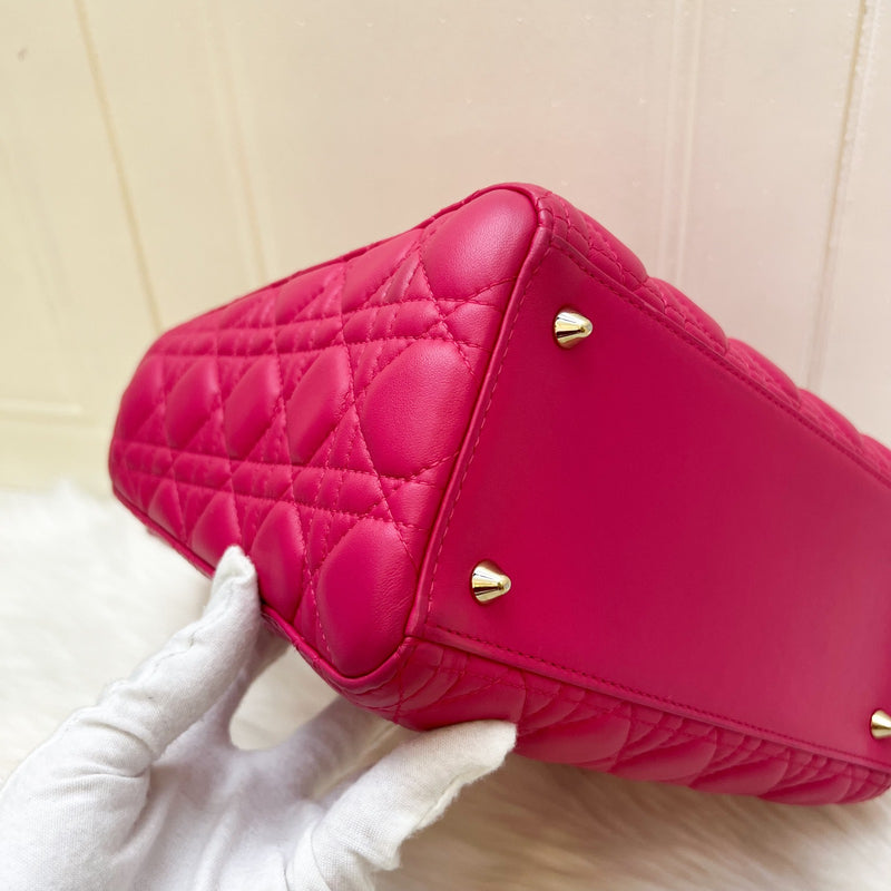Dior Medium Lady Dior in Fuchsia Pink Lambskin and LGHW