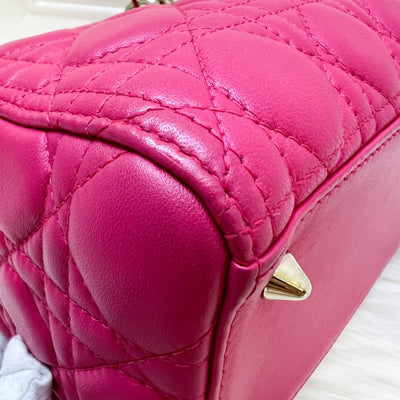 Dior Medium Lady Dior in Fuchsia Pink Lambskin and LGHW