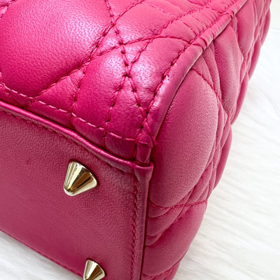 Dior Medium Lady Dior in Fuchsia Pink Lambskin and LGHW