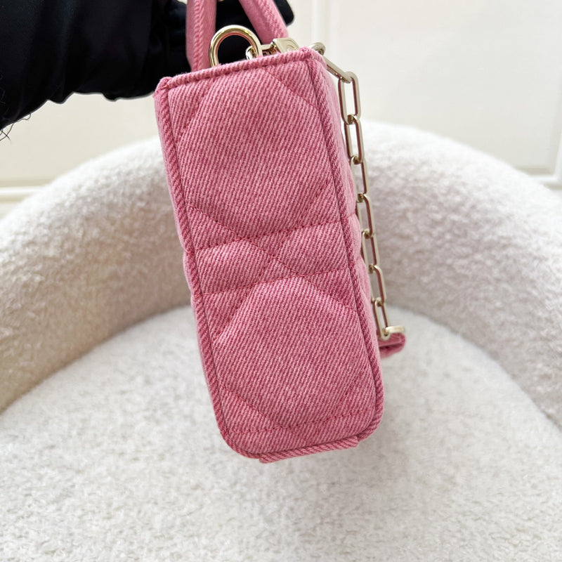 Dior Medium Lady D-Joy Bag in Pink Denim and LGHW (Model: M0540WTJA, Colour: M929)