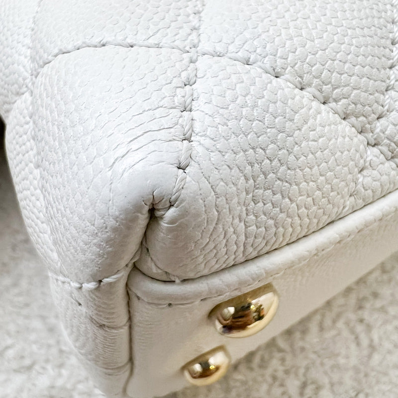 Chanel Small 24cm Coco Handle in White Caviar and LGHW (Model: A92990)