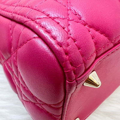 Dior Medium Lady Dior in Fuchsia Pink Lambskin and LGHW
