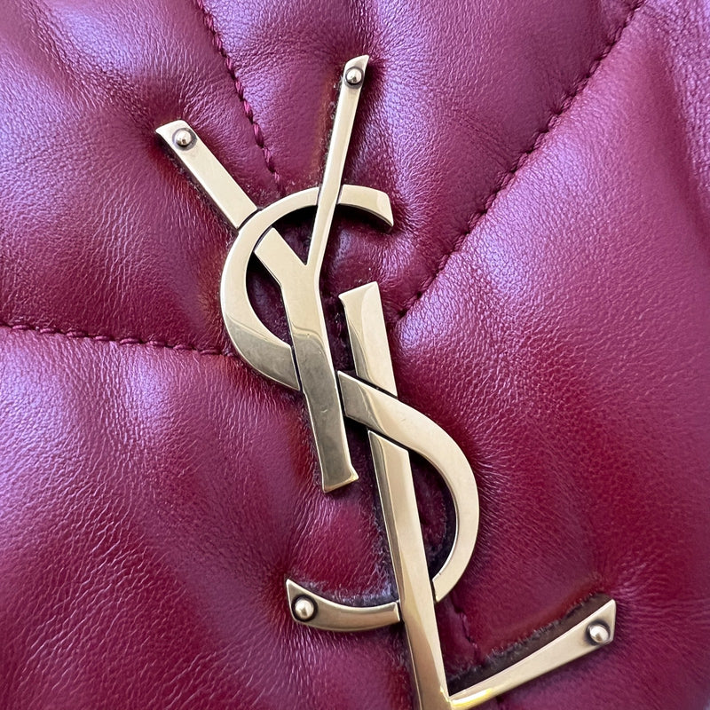 Saint Laurent YSL Small Loulou Puffer Bag in Raspberry Red Lambskin and GHW