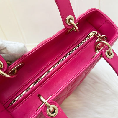 Dior Medium Lady Dior in Fuchsia Pink Lambskin and LGHW