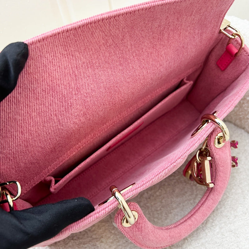 Dior Medium Lady D-Joy Bag in Pink Denim and LGHW (Model: M0540WTJA, Colour: M929)