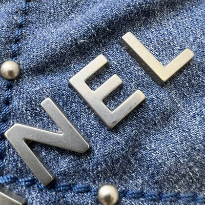 Chanel 22 Small Hobo Bag in 24S Studded Washed Denim and SHW (Model: AS3260)