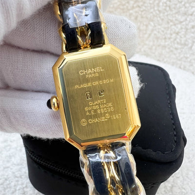 Chanel Vintage Premiere Watch in 24K GHW and Black Leather Size S