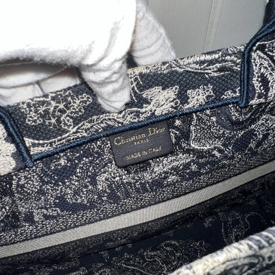 Dior Medium Book Tote in Blue and Ecru Toile de Jouy Reverse Embroidery Canvas (Model: M1296ZRGO, Colour: M928)
