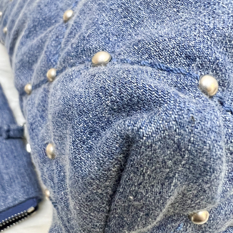 Chanel 22 Small Hobo Bag in 24S Studded Washed Denim and SHW (Model: AS3260)