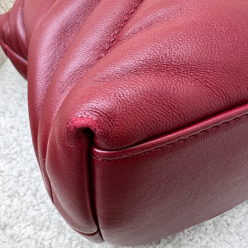 Saint Laurent YSL Small Loulou Puffer Bag in Raspberry Red Lambskin and GHW